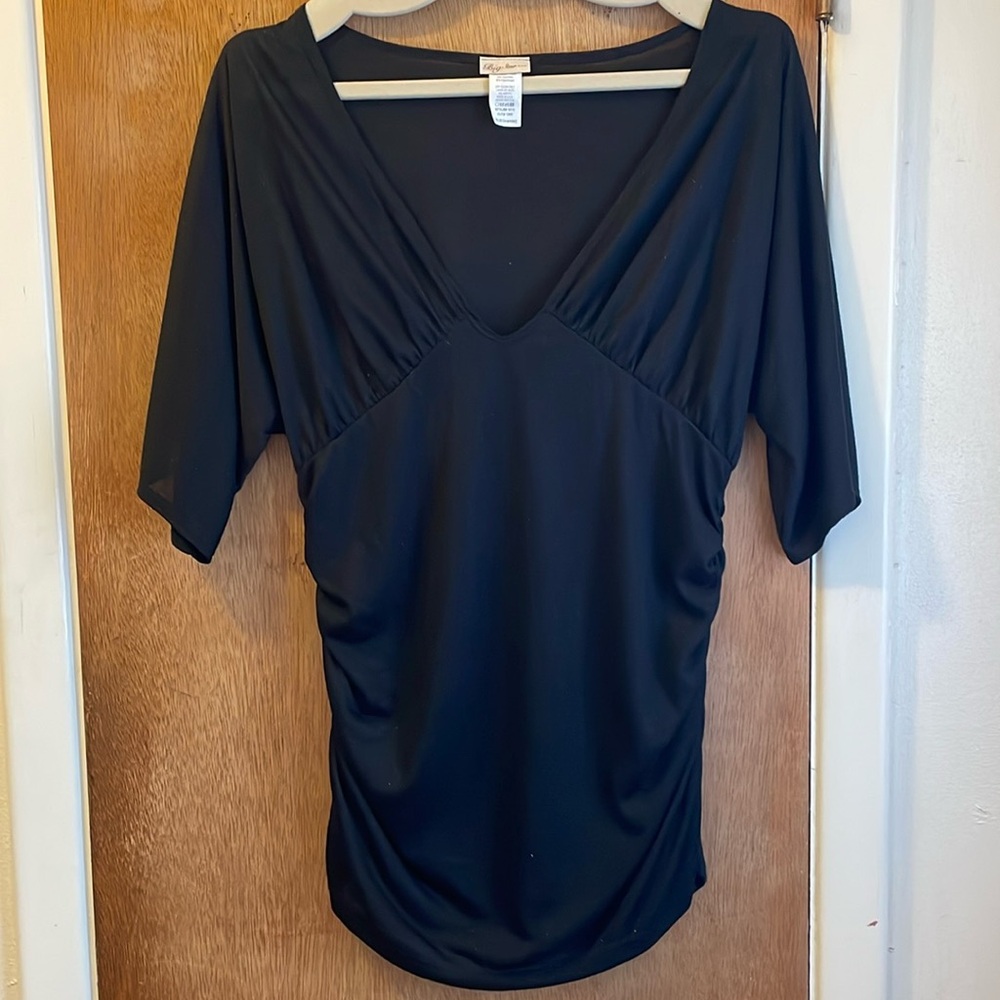 Big Star Made In USA Sz XL V Neckline Sparkling Black Top